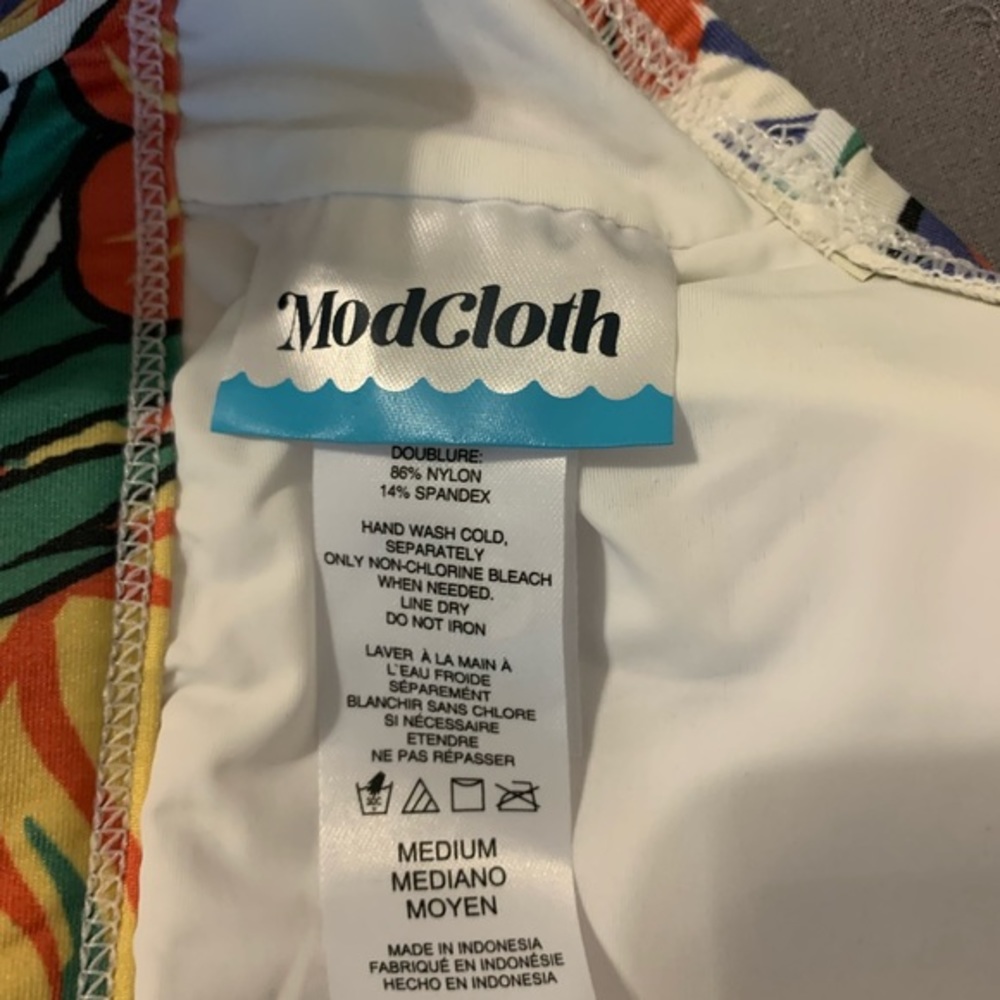 Modcloth Tropical Floral Bikini - Green Multi with Orange Accents - Picture 4 of 5
